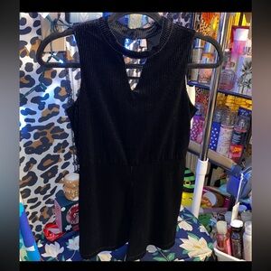 MADDIE BLACK VELVET SHORTS ONE PIECE ROMPER